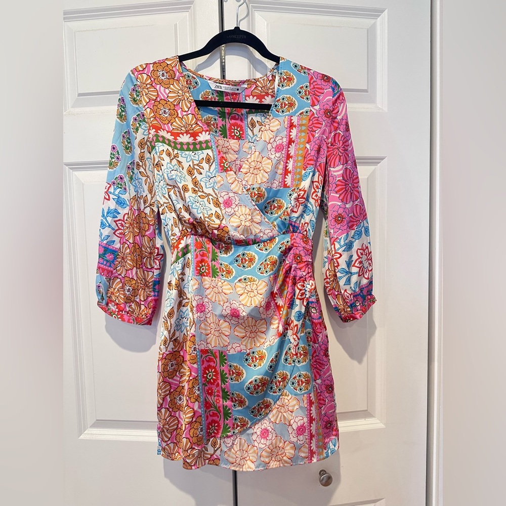 Floral Multicolor Wrap Dress